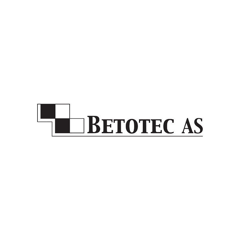 Betotec AS written in black. Logo.